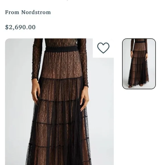 Michael Kors collection couture Chantilly lace maxi skirt